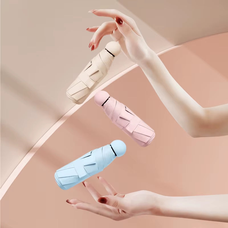 Compact Capsule Umbrella - Sun and Rain Protection, UV-Resistant, Portable Design