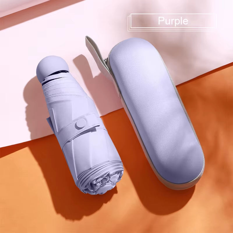 Compact Capsule Umbrella - Sun and Rain Protection, UV-Resistant, Portable Design