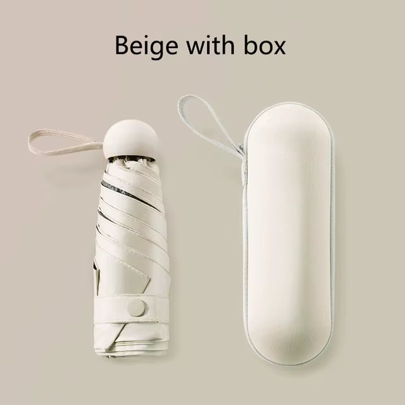 Compact Capsule Umbrella - Sun and Rain Protection, UV-Resistant, Portable Design