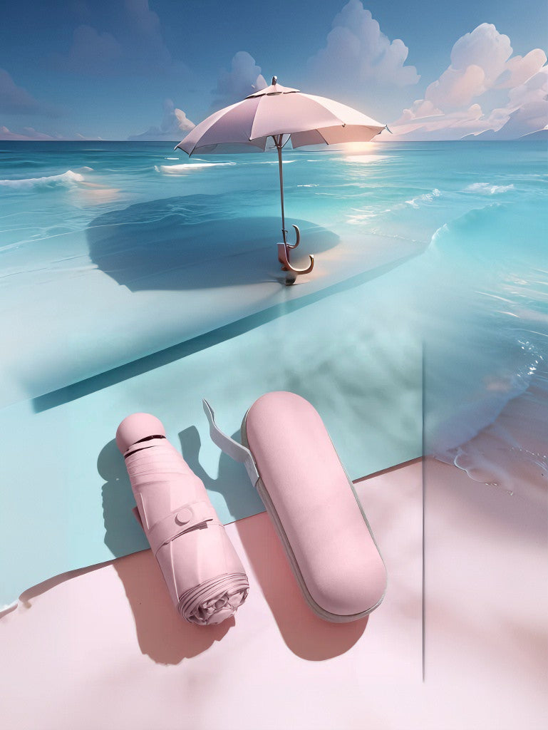 Compact Capsule Umbrella - Sun and Rain Protection, UV Resistant, Portable Design