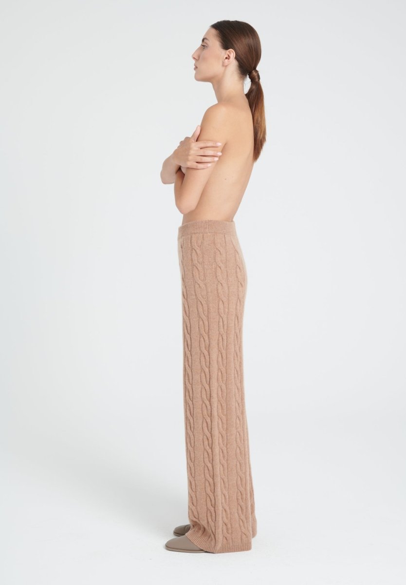Pantalon Cachemire 6 Fils Femme Camel