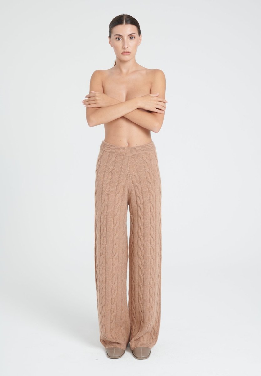 Pantalon Cachemire 6 Fils Femme Camel