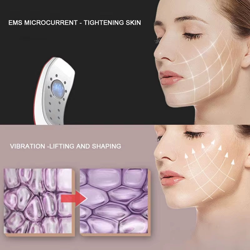 Facial Lift and Contouring Device with LED Light Therapy for Cheek Slimming and Double Chin Reduction