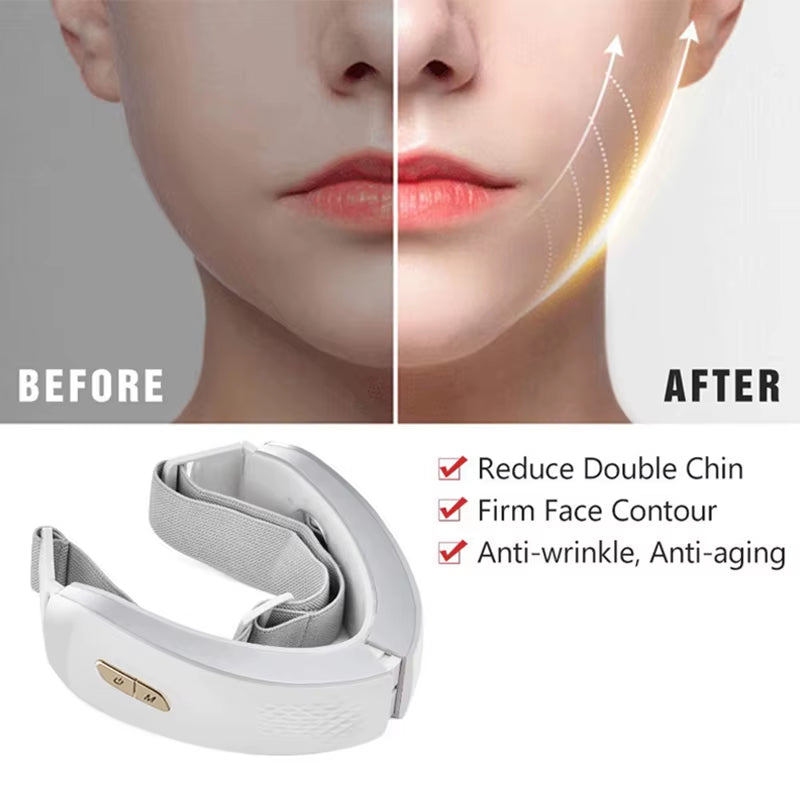 Facial Lift and Contouring Device with LED Light Therapy for Cheek Slimming and Double Chin Reduction