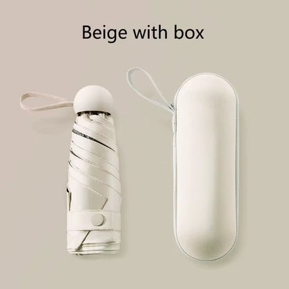 Compact Capsule Umbrella - Sun and Rain Protection, UV-Resistant, Portable Design