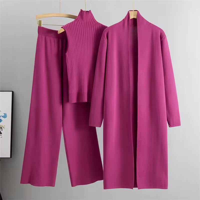 Laminivibe : Ensemble survêtement cardigan tricoté 3 pièces