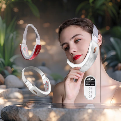 Face Lifting Device, EMS Face Massager, 6 Modes V-Face Shaping Electric Massager, Red and Blue Light Face Massager with Remote Control